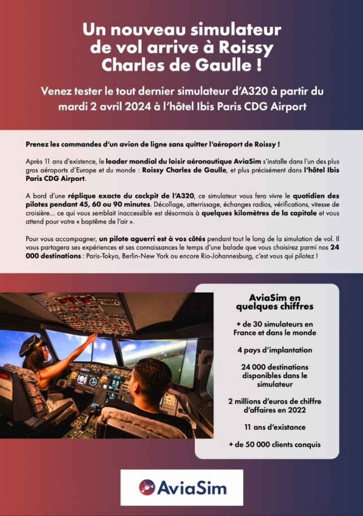 Page 2 du communiqué de presse pour AviaSim par Com' Positive. Photo © AviaSim