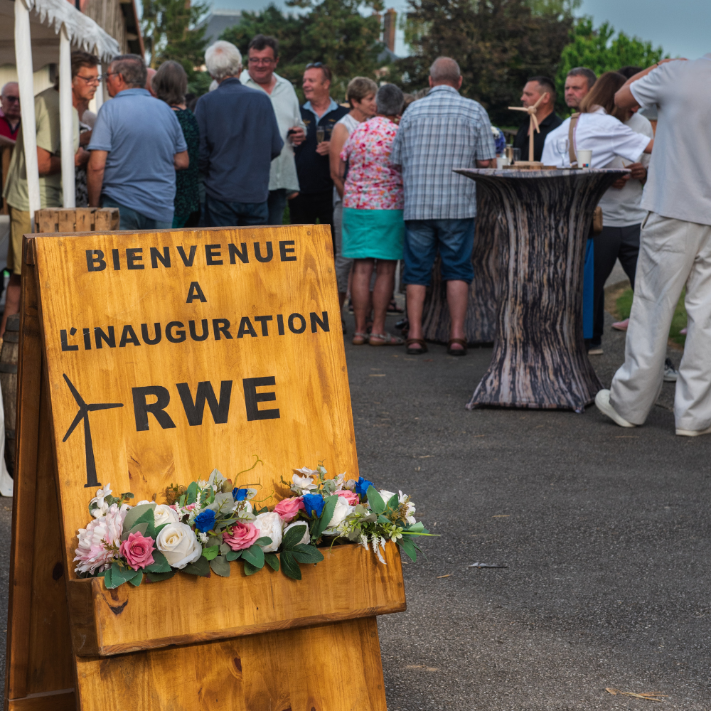 Panneau d'inauguration pour RWE - Mai 2026 Agence d'évènementiel Oise